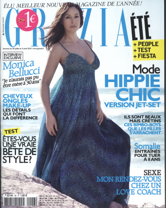 Monica Bellucci en couverture de Grazia, 30 juillet 2010