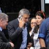 George Clooney tourne le nouveau spot publicitaire Nespresso, à Milan (Italie), lundi 2 août.