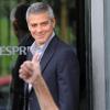George Clooney tourne le nouveau spot publicitaire Nespresso, à Milan (Italie), lundi 2 août.