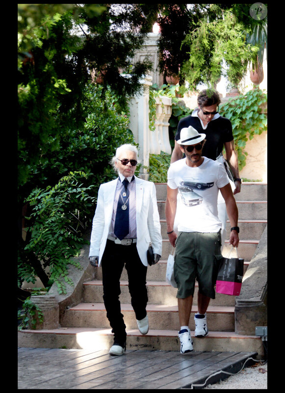 Karl Lagerfeld à Saint Tropez, le 5 août 2010