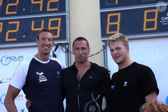 Plus rapide, Frédérick Bousquet a sorti Alain Bernard du 50m nage libre des championnats d'Europe de Budapest, le 14 août 2010. (photo d'archives)