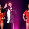 David Hasselhoff et ses filles Taylor Ann et Hayley se produisent sur scène en Allemagne le 27 août 2010