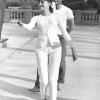 Anna Karina sur le tournage de Pierrot le fou de Godard, dont elle fut l'épouse, en 1965.
