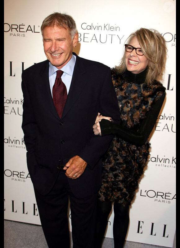 Diane Keaton et Harrison Ford lors d'une soirée de récompenses organisée par le magazine Elle à Los Angeles. Le 18/10/10
