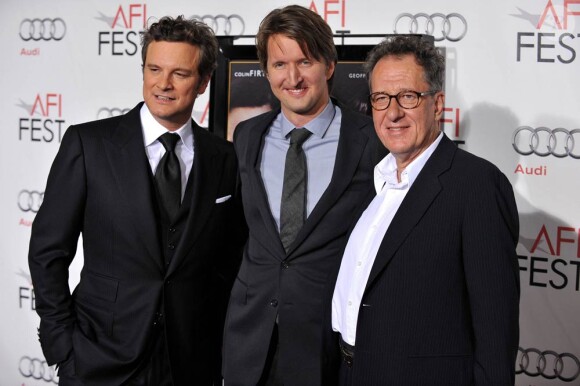Colin Firth, Tom Hooper et Geoffrey Hurst lors de la projection du film The king's Speech lors de l'AFI Fest en novembre 2010