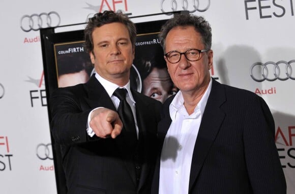 Colin Firth et Geoffrey Hurst lors de la projection du film The king's Speech lors de l'AFI Fest en novembre 2010