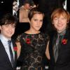 Daniel Radcliffe, Emma Watson et Rupert Grint lors de l'avant-première à Londres de Harry Potter et les Reliques de la mort - partie I le 11 novembre 2010