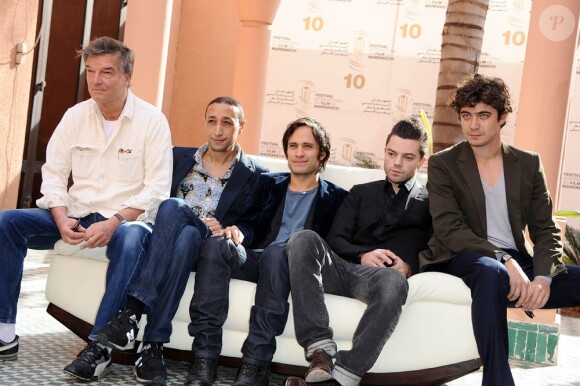 Benoit Jacquot, Faouzi Bensaidi, Gael Garcia Bernal, Dominic Cooper et Riccardo Scamarcio, membres du jury du Xème Festival International du Film de Marrakech le 4 décembre 2010
