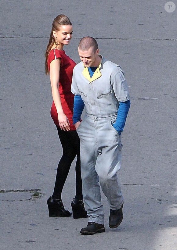 Justin Timberlake sur le tournage de Now, en décembre 2010.