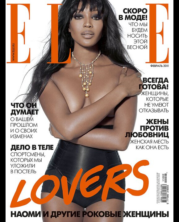 Naomi Campbell en couverture du magazine Elle russe, février 2011.