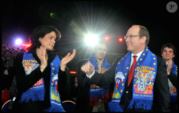 Stéphanie et Albert de Monaco au 35e festival international du cirque de Monte-Carlo, le 20 janvier 2011.