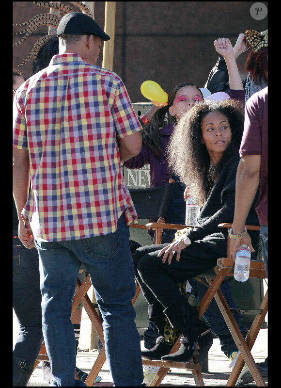 Will Smith et sa femme Jada Pinkett sur le tournage du nouveau clip de leur fille Willow, 21st Century Girl, à Los Angeles le 23 janvier 2011