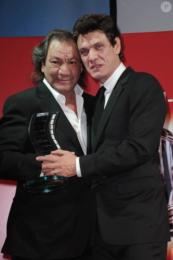 Tony Gatlif et Marc Lavoine, à l'occasion de la cérémonie du Prix Henri-Langlois, à Vincennes, le 31 janvier 2011.