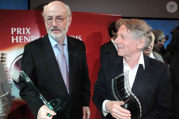 Bertrand Blier et Roman Polanski, à l'occasion de la cérémonie du Prix Henri-Langlois, à Vincennes, le 31 janvier 2011.