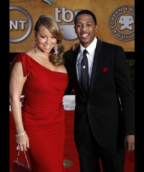 Mariah Carey et son mari Nick Cannon posent lors de la soirée de SAG à Los Angeles en janvier 2010