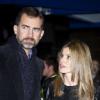 Le prince Felipe et son épouse Letizia lors du concert en faveur de la lutte contre le cancer à Madrid le 4 février 2011