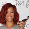 Rihanna présente son parfum Reb'l Fleur, à Los Angeles, le 18 février.