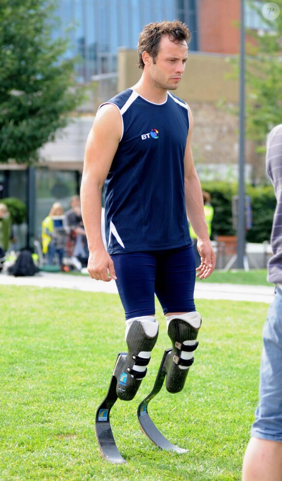 Oscar Pistorius lors d'un entraînement à  Londres en 2010