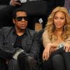 Beyoncé et Jay-Z assistent à un match de basket à Los Angeles, le 20 février 2011.
