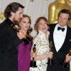 Christian Bale, Natalie Portman, Melissa Leo et Colin Firth lors de la cérémonie des Oscars le 27 février 2011 à Los Angeles