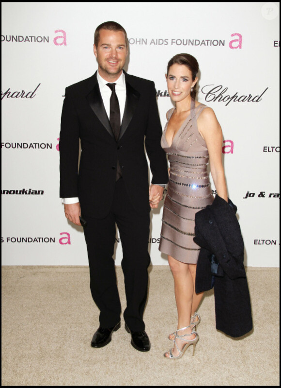 Chris O'Donnell et sa femme Caroline Fentress à la 19ème édition de la Elton John AIDS Foundation organisé à Los Angeles, le 27 février 2011.