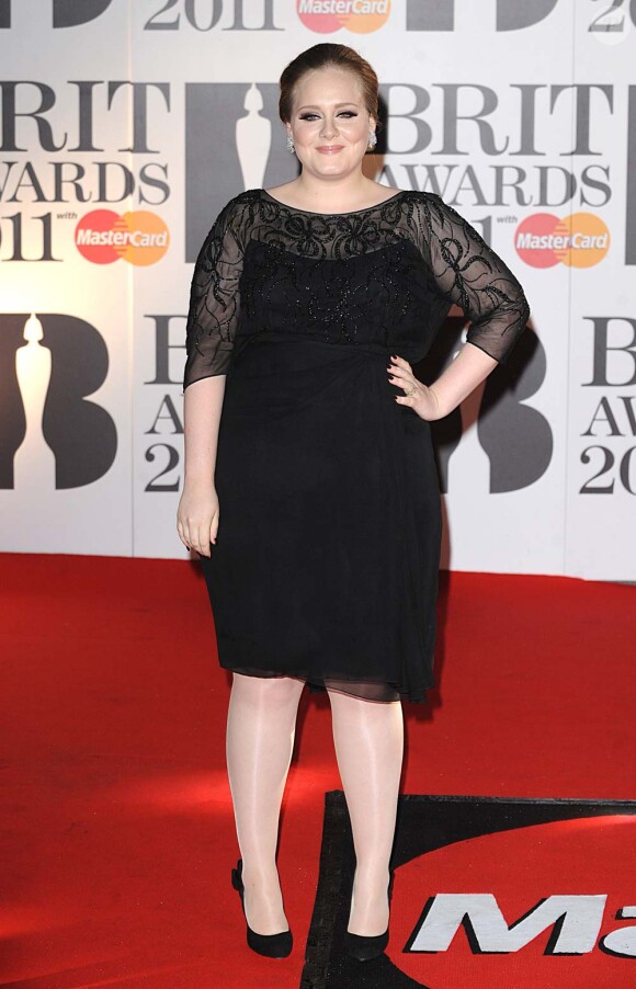Adele, cérémonie des Brit Awards, à Londres le 15 février 2011