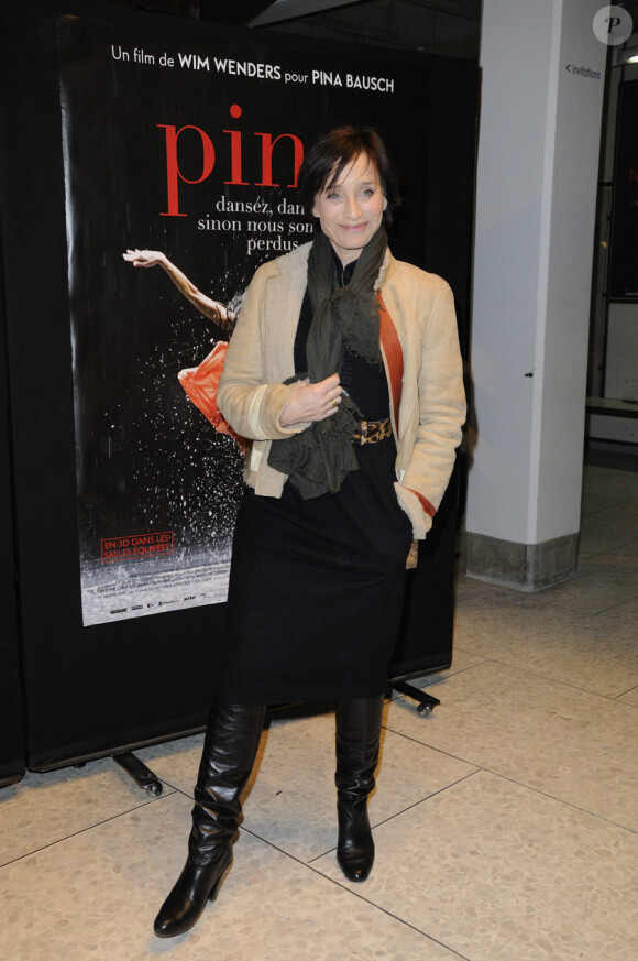 Kristin Scott Thomas lors de l'avant-première du film Pina au théâtre de la Ville à Paris le 2 mars 2011