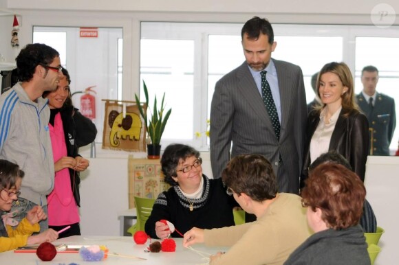 Letizia d'Espagne et Felipe d'Espagne en visite officielle à la fondation pour les personnes handicapées de Minorque, le 2 mars 2011.