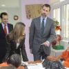 Letizia d'Espagne et Felipe d'Espagne en visite officielle à la  fondation pour les personnes handicapées de Minorque, le 2 mars 2011.