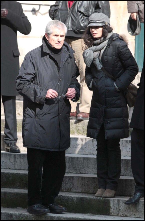Claude Lelouch et sa fille Salomé, obsèques d'Annie Girardot, Paris, le 4 mars 2011