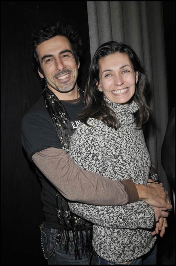 Adeline Blondieau et son fiancé Laurent à la présentation de la pièce Madame Butterlight au théâtre de la Gaîté Montparnasse. 28/01/09