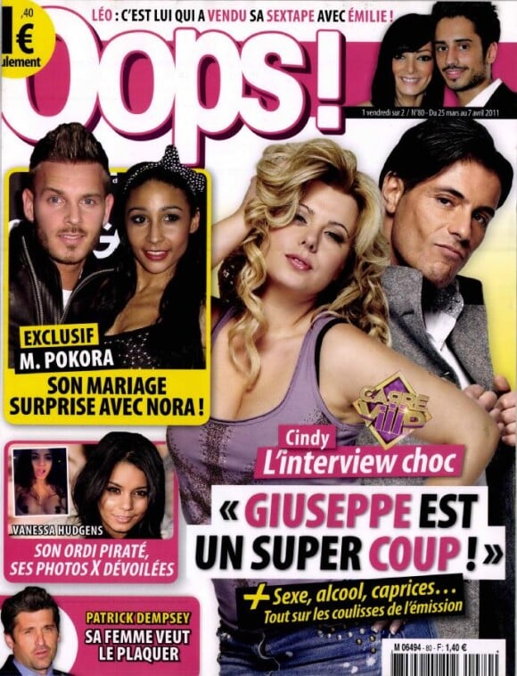 Le magazine Oops sorti le 25 mars avec Cindy et Giuseppe en couverture