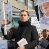 Marche pour la liberté d'expression en Biélorussie, à Londres, le 28 mars 2011 : Jude Law.