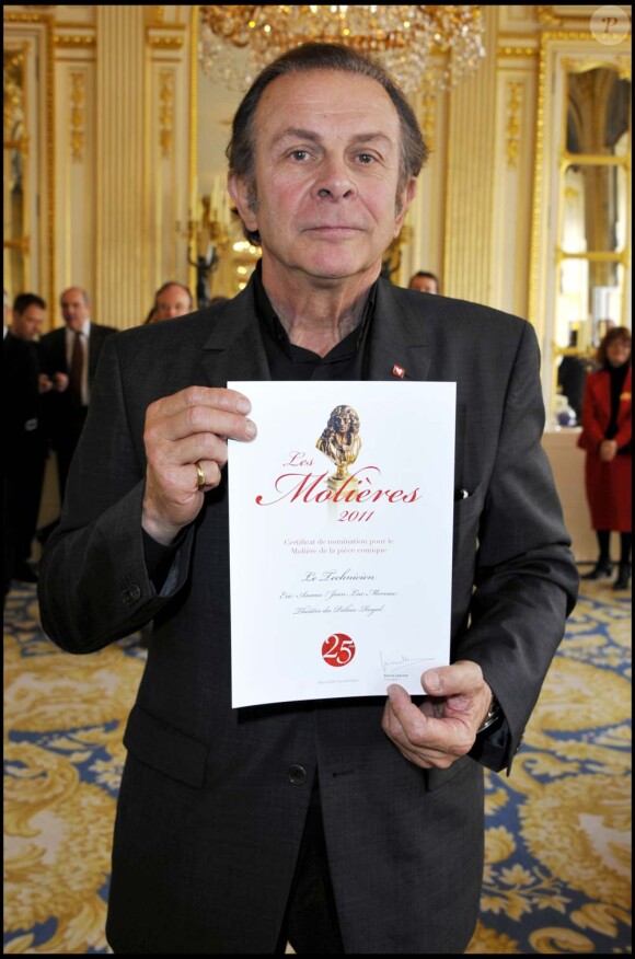 Déjeuner des nominés des Molières, ministère de la Culture, à Paris, le 28 mars 2011 : Roland Giraud.