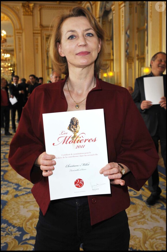 Déjeuner des nominés des Molières, ministère de la Culture, à Paris, le 28 mars 2011 : Christiane Millet.