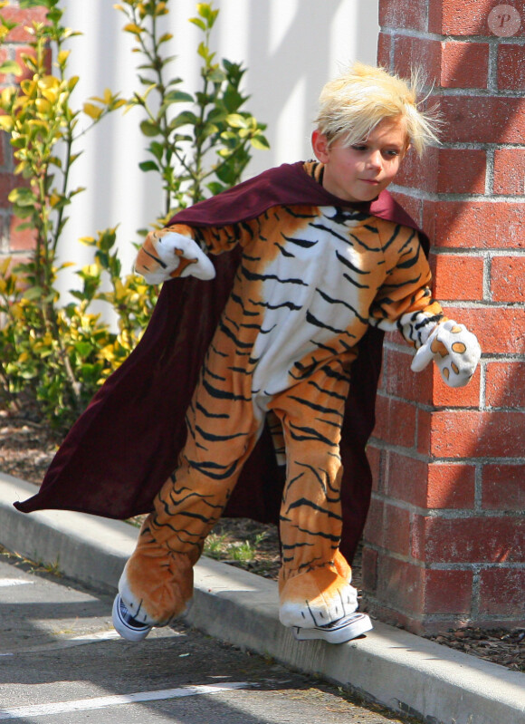 Kingston déguisé en tigre adorable lors d'un anniversaire déguisé à Los Angeles le 3 avril 2011