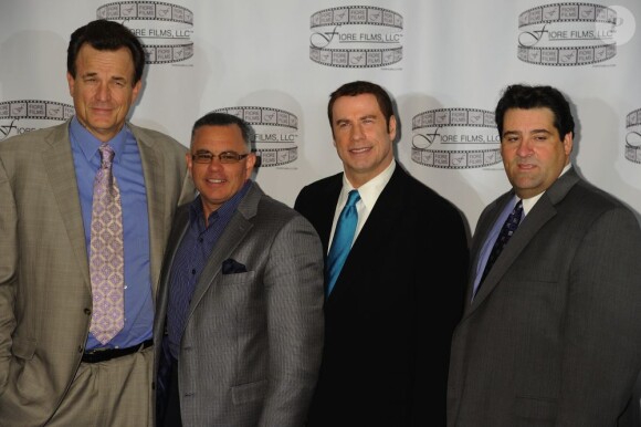 Nick Cassavetes, John A. Gotti, John Travolta et Marc Fiore à la conférence de presse du film Gotti : Three Generations, le 12 avril dernier, 