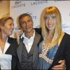 Nagui entouré de sa femme Mélanie Page et d'Anne-Sophie Lapix lors de la soirée d'ouverture de la boutique Lacoste 95 avenue des Champs Elysées à Paris, le 28 avril 2011