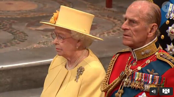 La reine Elizabeth II et le prince Philip dans l'abbaye de Westminster, à Londres, le 29 avril 2011.