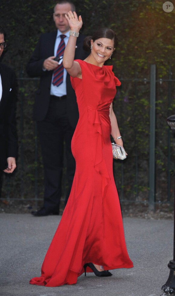 Victoria de Suède, magnifique lors de la soirée pré-mariage de William et Kate Middleton le 29 avril 2011