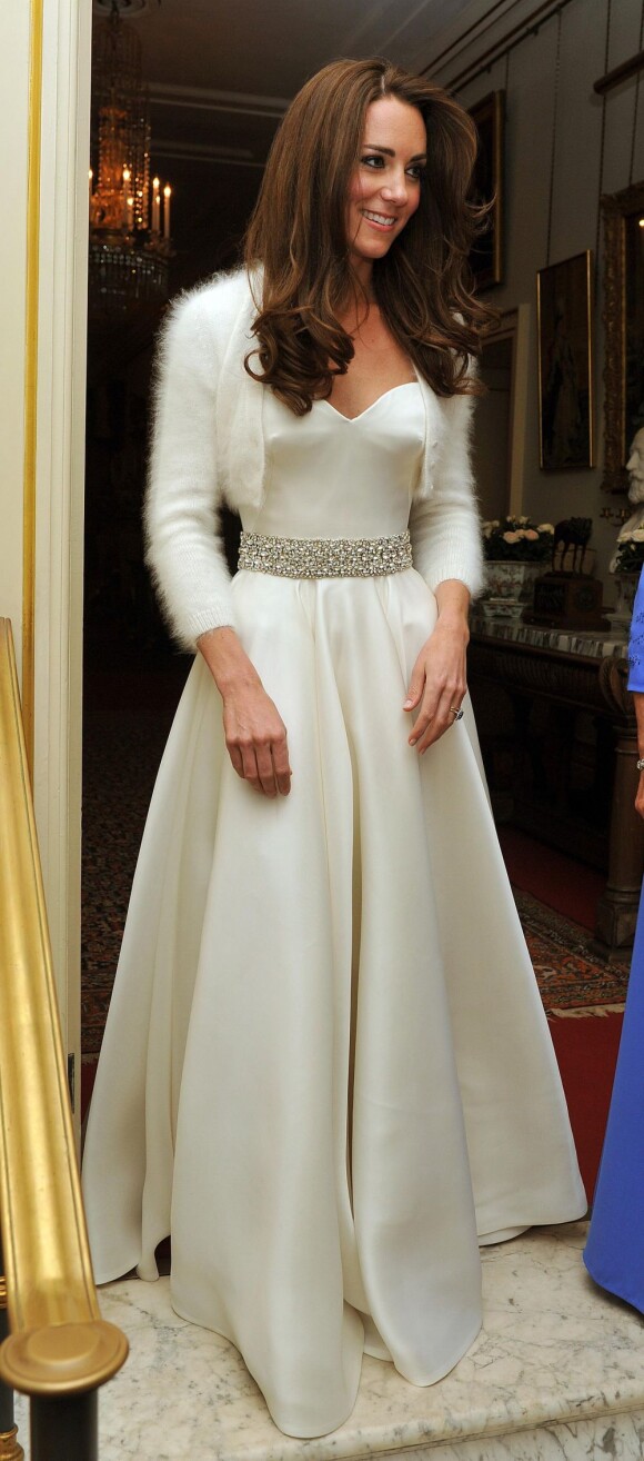 Kate Middleton était radieuse le soir de son  mariage avec le prince William. Elle portait une robe de Sarah Burton. Londres, 29 avril 2011