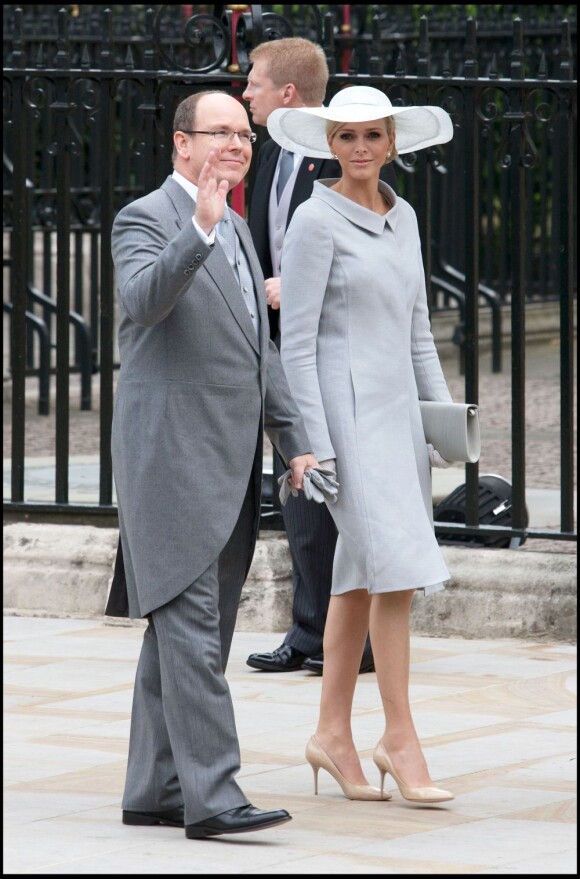 Le prince Albert et sa fiancée Charlene Wittstock au mariage de Will et Kate, le 29 avril 2011.