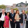 Bernard Le Coq, Saïda Jawad, Hippolyte Girardot, Flornece Pernel, Denis Podalydès et Samuel Labarthe lors du photocall du film La Conquête au festival de Cannes le 18 mai 2011