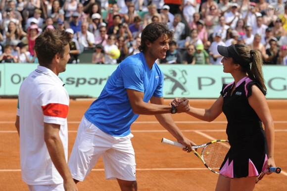 Rafael Nadal et Aravane Rezaï, jolie rencontre ! Samedi 21 mai 2011, chaude ambiance à la Porte d'Auteuil, pour l'ouverture des Internationaux de France de Roland-Garros !
