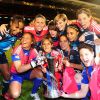 Les footballeuses de l'équipe féminine de l'Olympique Lyonnais ont triomphé lors de la finale de la Ligue des Champions, jeudi 26 mai 2011, face à l'équipe de Potsdam.