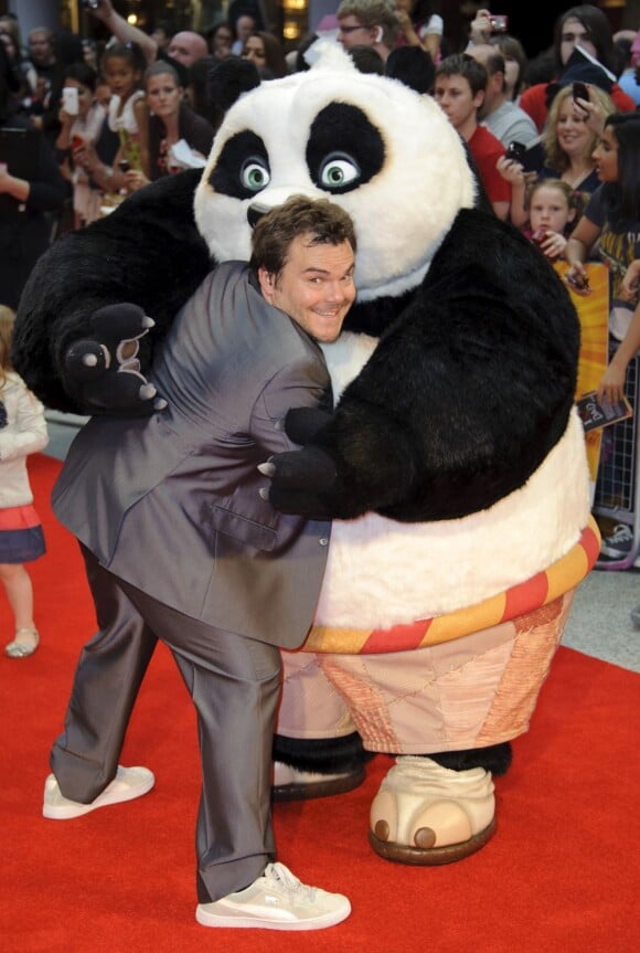 Jack Black et son sosie panda à l'avant-première londonienne de Kung Fu Panda 2, au Vue Westfield à Londres