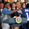 Barack Obama lors d'une rencontre avec des sportifs universitaires membre de la NCAA le 8 juin à Washington