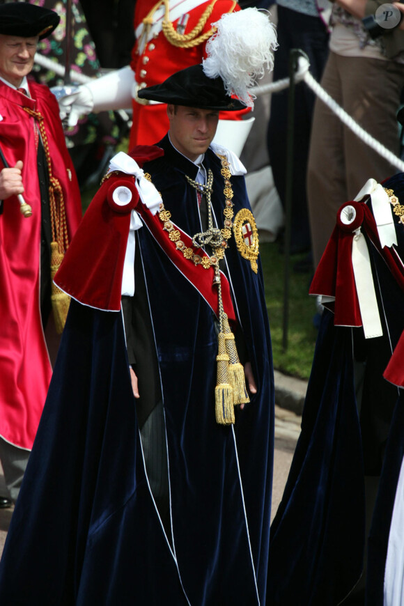 Le prince William lors de la cérémonie annuelle de l'Ordre de la jarretière dans la chapelle Saint George à Windsor le 13 juin 2011