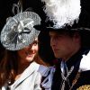 Kate Middleton et le prince William lors de la cérémonie annuelle de l'Ordre de la jarretière dans la chapelle Saint George à Windsor le 13 juin 2011