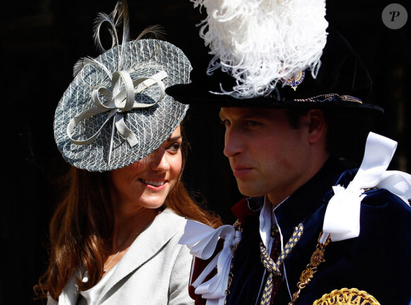 Kate Middleton et le prince William lors de la cérémonie annuelle de l'Ordre de la jarretière dans la chapelle Saint George à Windsor le 13 juin 2011